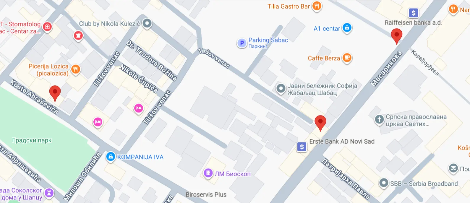 Mapa Hotela i Apartmana